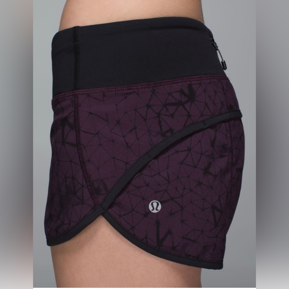 🍋 Lululemon Run Speed Short Star Crushed Black Cherry Black, inseam: 2.5"